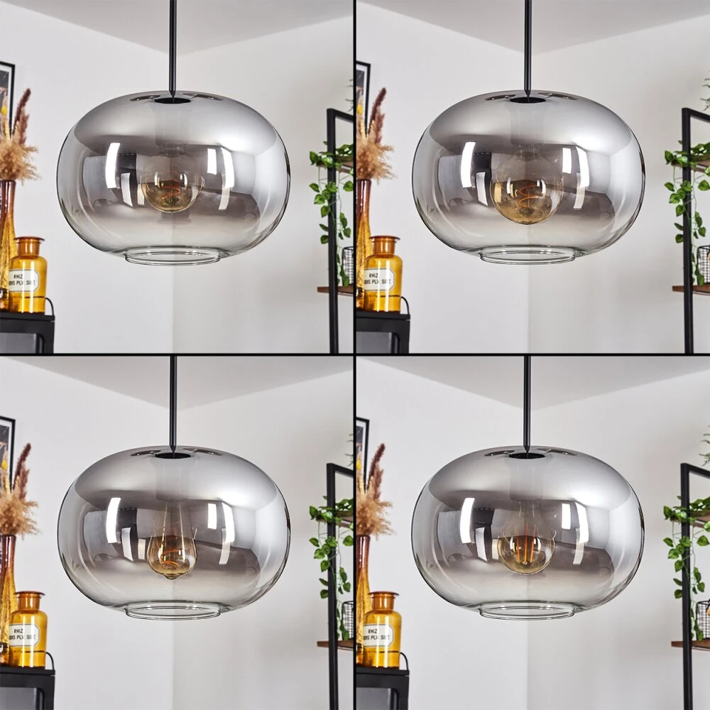 Apedo Hängeleuchte Glas 30cm Klar, Rauchfarben, 3-flammig – Bild 2