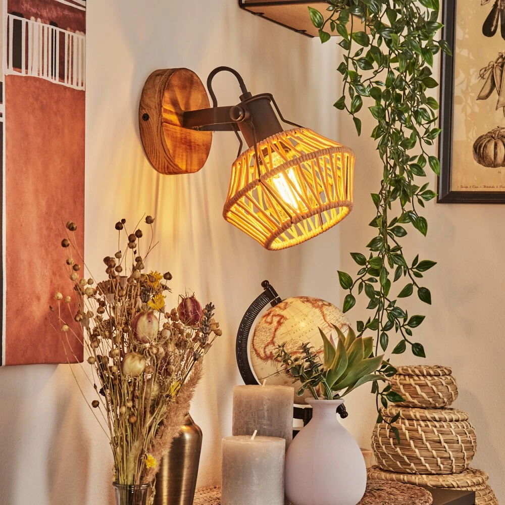 Auboncourt Wandleuchte Naturfarben, Schwarz, 1-flammig – Bild 13