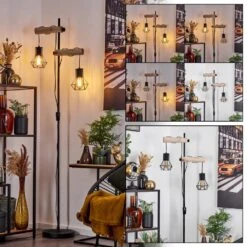 Bardhaman Stehleuchte Naturfarben, Schwarz, 2-flammig