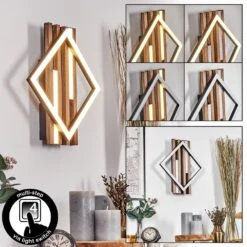 Ellekilde Wandleuchte LED Braun, Holzoptik, Schwarz, 1-flammig