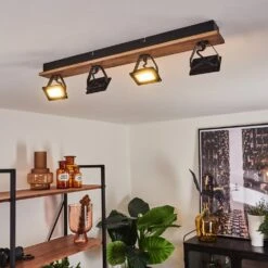 Giresta Deckenleuchte LED Holz Dunkel, Schwarz, 4-flammig