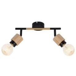 Globo JORNA Strahler Holz Hell, Schwarz, 2-flammig