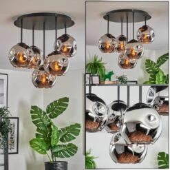 Ripoll Deckenleuchte Glas 15 Cm Chrom, Rauchfarben, 5-flammig