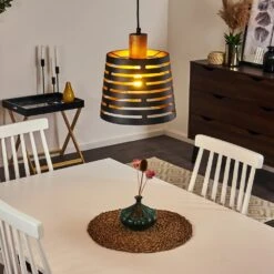 Strathmore Hängeleuchte Holz Dunkel, Schwarz, 1-flammig