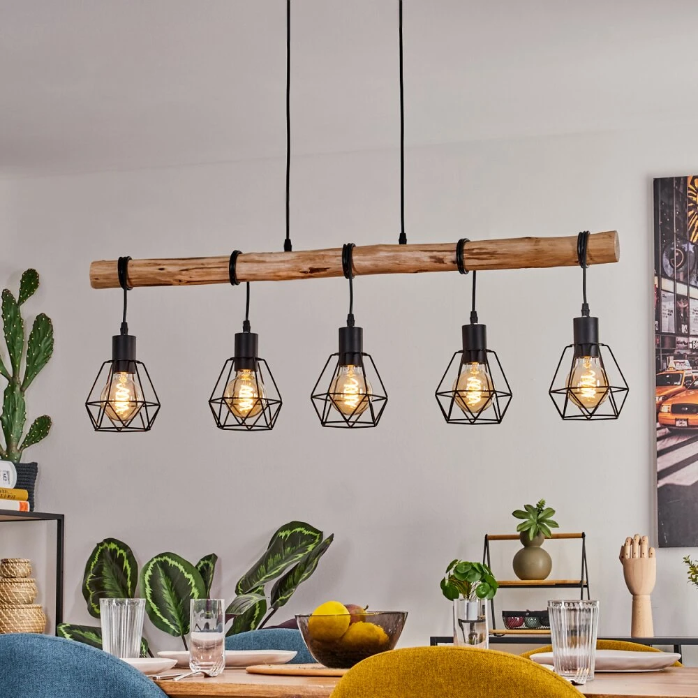 Yaak Hängeleuchte Naturfarben, Schwarz, 5-flammig – Bild 7